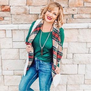 Sherpa Lined Plaid Wool Vest